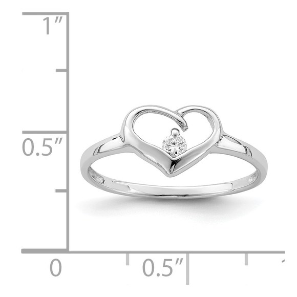 925 Sterling Silver Rhodium Plated CZ (Cubic Zirconia) Heart Ring - Picture 4 of 6